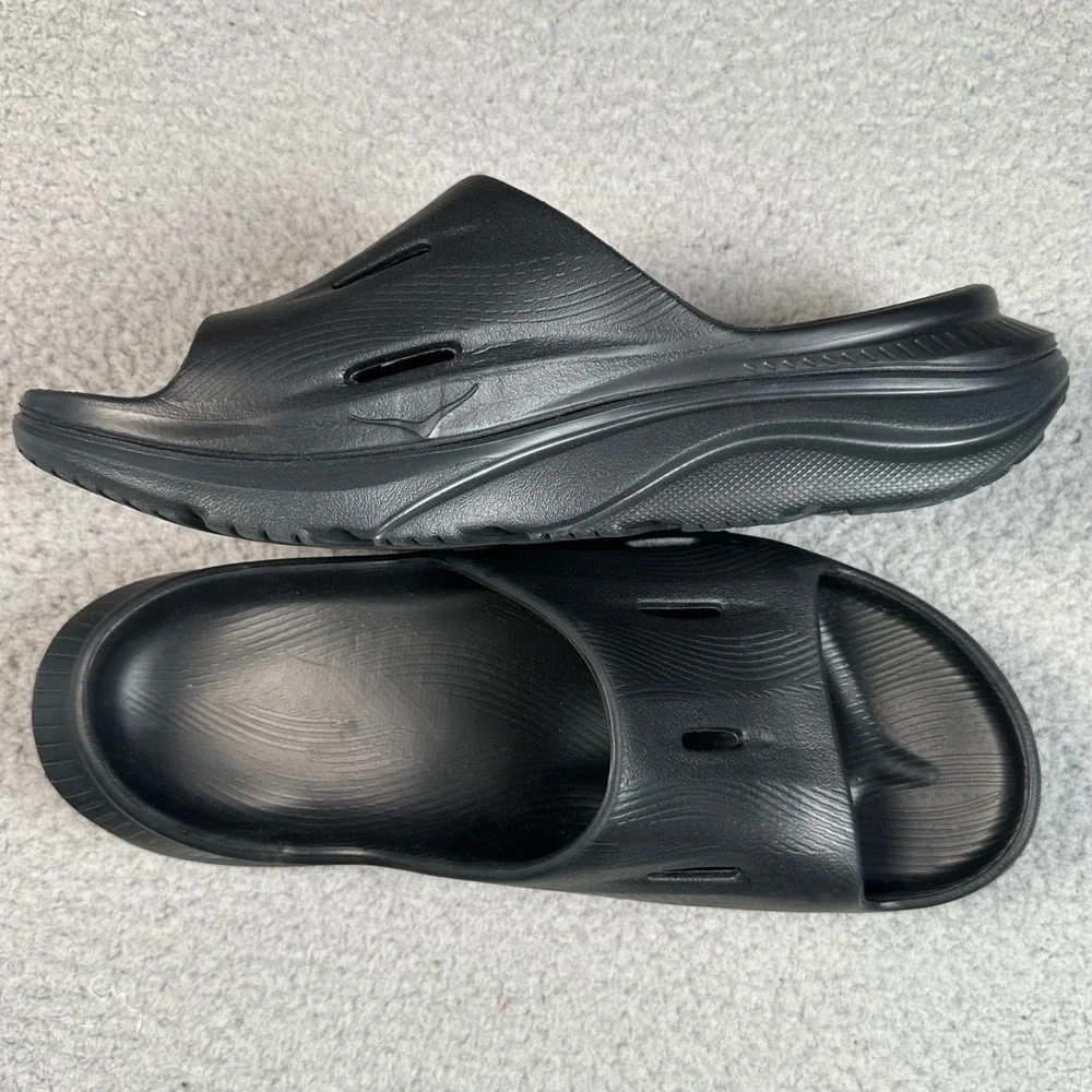 Hoka Ora Recovery Slide 3 Sandals Mens 8 Womens 10 Black Comfort Athletic Travel